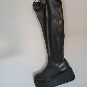 Steve Madden Black Over the Knee Platform Boots